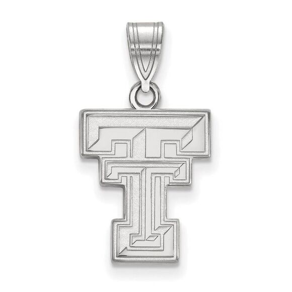 10k White Gold Texas Tech U. Medium 'TT' Pendant - Picture 1 of 3